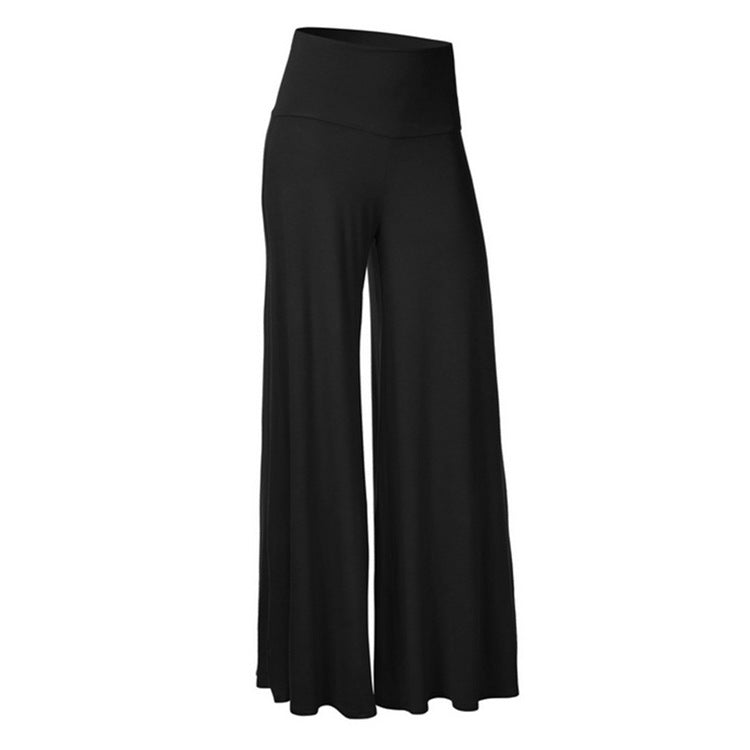 Solid Color Wide-Leg Yoga Pants