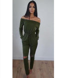 Off-the-Shoulder Distressed Jumpsuit | Women's Casual Cotton Blend Romper