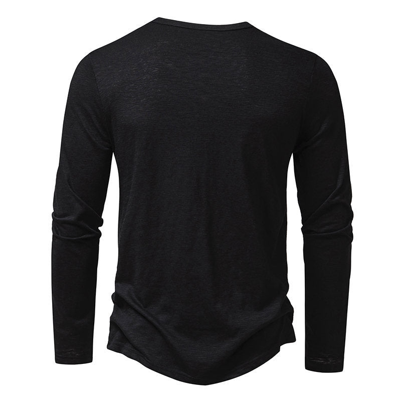 Men’s Long?Sleeve Casual Button Pullover Top