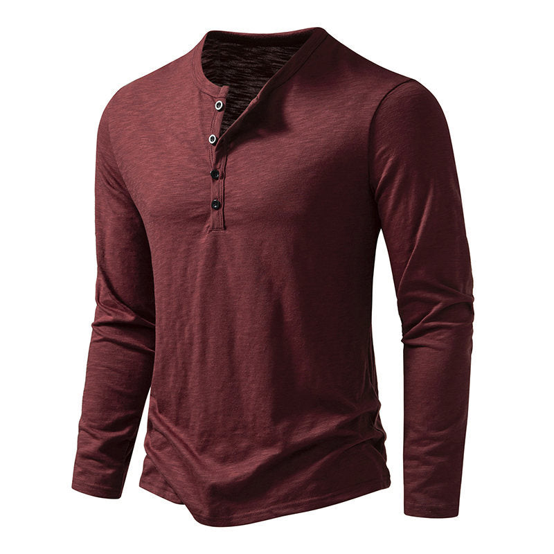 Men’s Long?Sleeve Casual Button Pullover Top