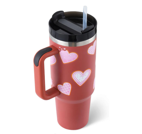 40 Oz Tumbler With Handle & Straw | Insulated Stainless Steel Travel Mug