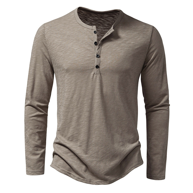 Men’s Long?Sleeve Casual Button Pullover Top