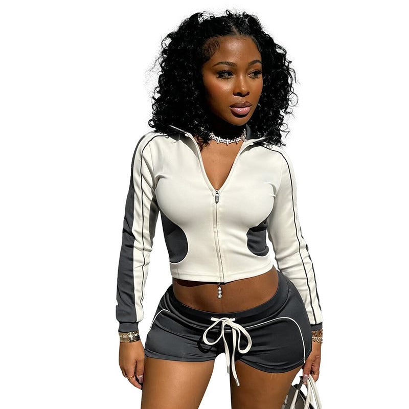 Women's Sports Tight Hooded Two-Piece Suit | Active & Athleisure Set