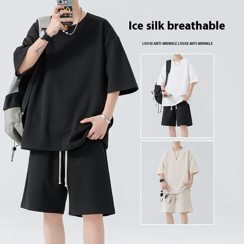 Men's Quick-Dry Breathable Loose Leisure Suit | Short Sleeve & Shorts Set