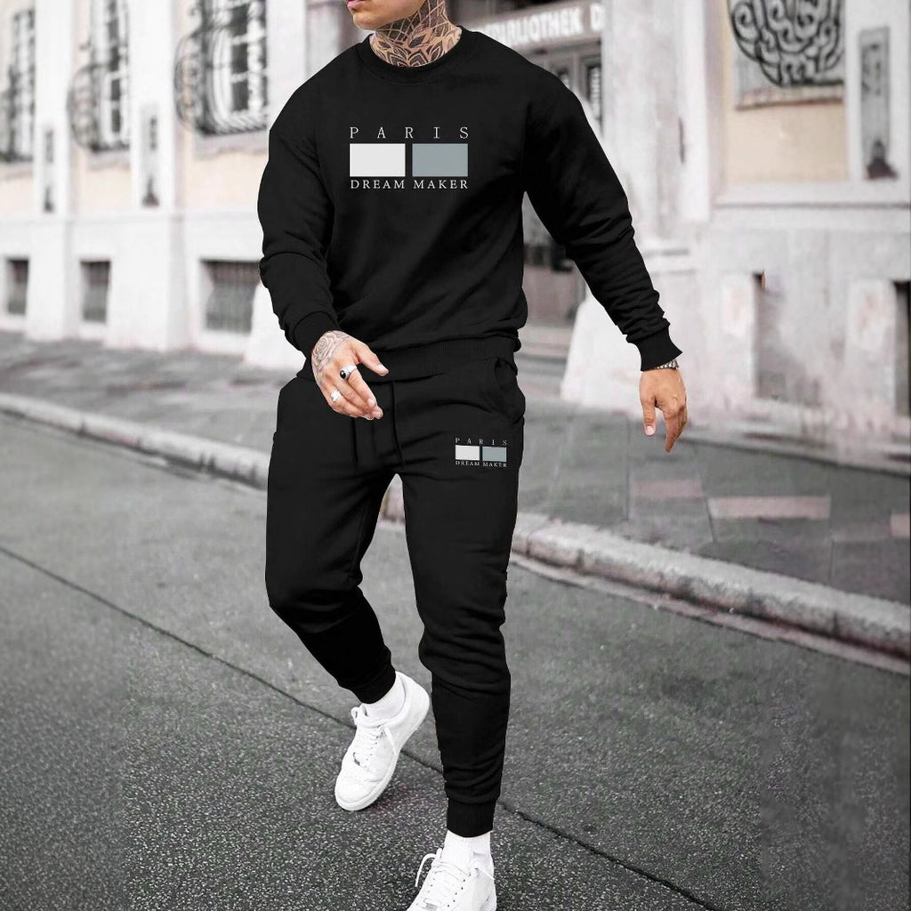 Men's Round Neck Sweater Casual Sports Suit | European Fit