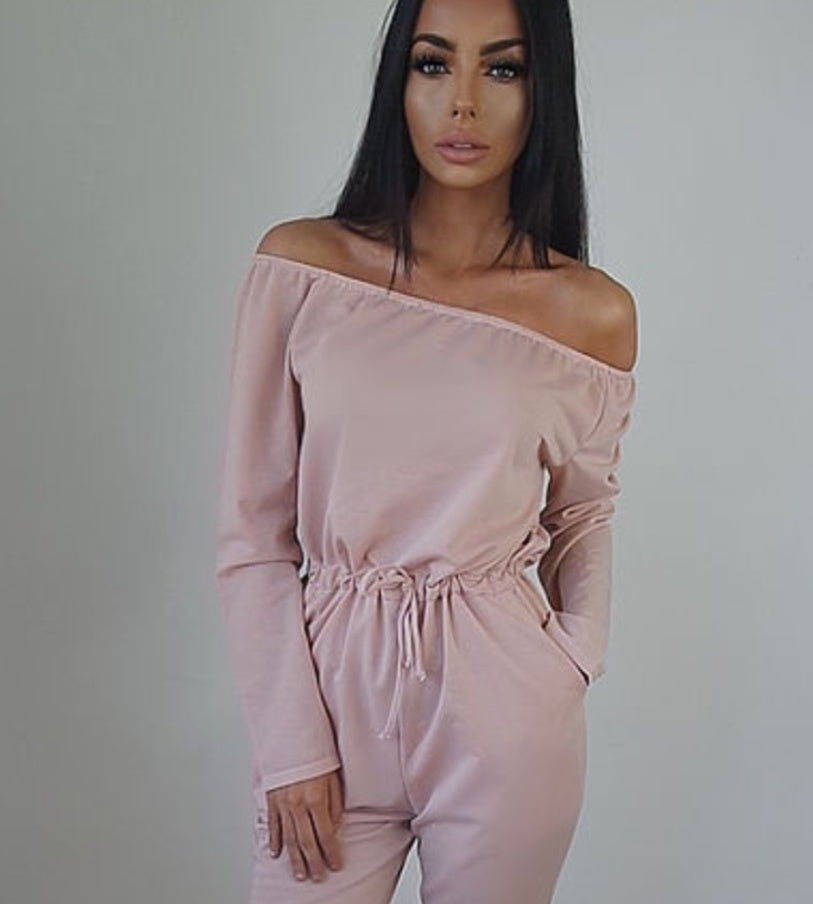 Off-the-Shoulder Distressed Jumpsuit | Women's Casual Cotton Blend Romper