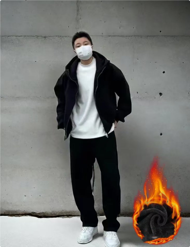 Men's Fleece-Lined Hoodie & Sweatpants Set | Thick Winter Sweatsuit
