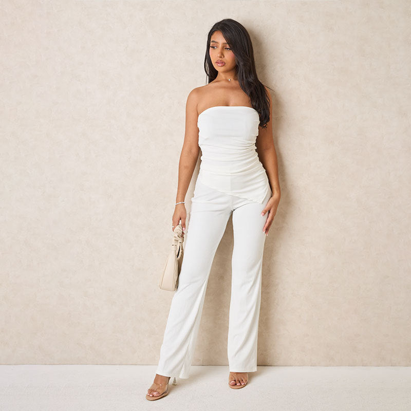 Women's Fashion Halter Top & Straight-Leg Pants Set | Solid Color Two-Piece