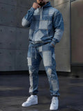 Men's Lettered Denim Hoodie | Bold 3D Print Streetwear