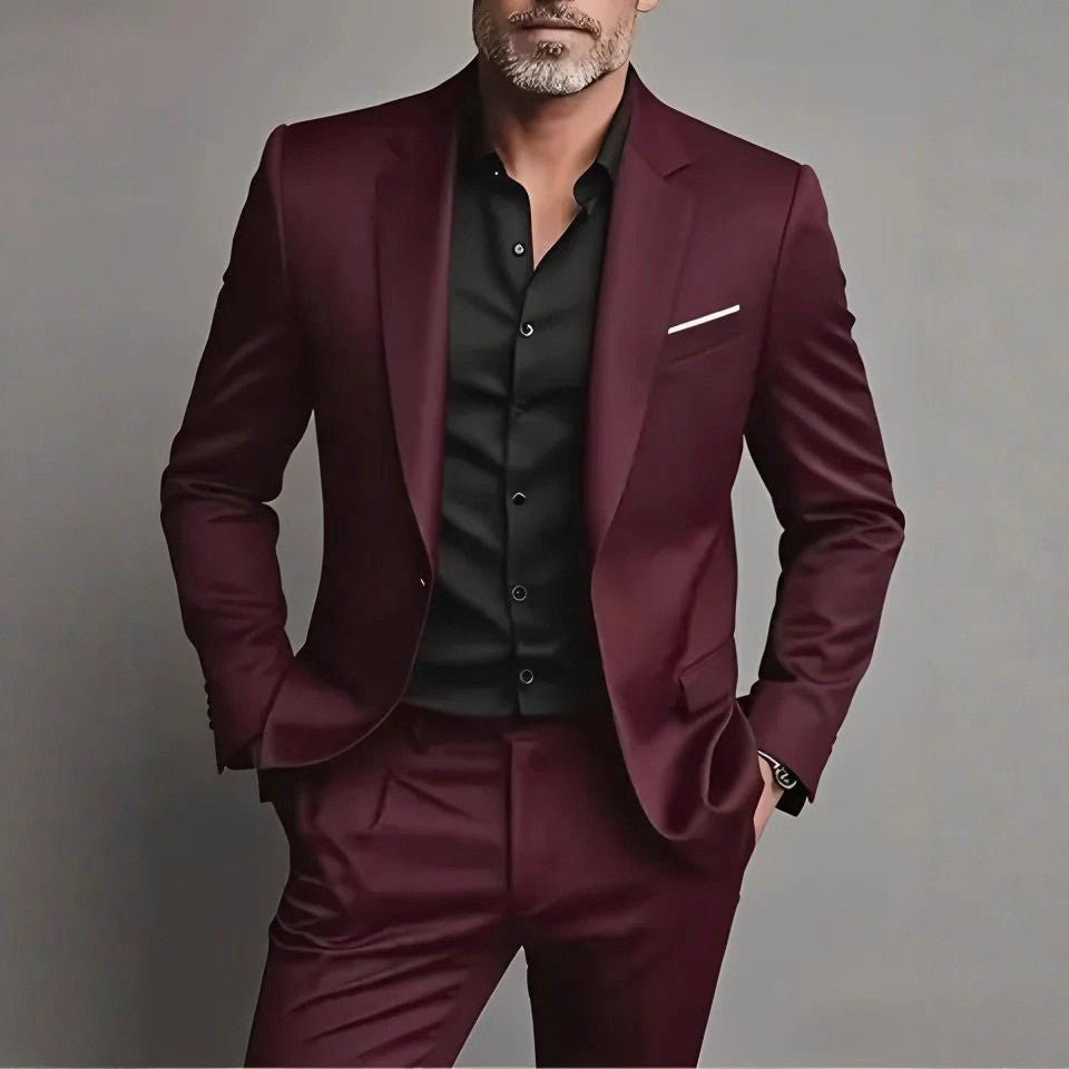 Men's Business-Casual Two-Piece Suit Set | Slim Fit Blazer & Trousers
