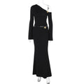 Oblique Shoulder Bell Sleeve Top & High Waist Maxi Skirt Set