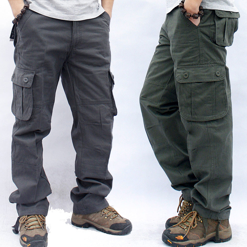 Men's Multi-Pocket Workwear Trousers | Straight-Leg Cargo Pants