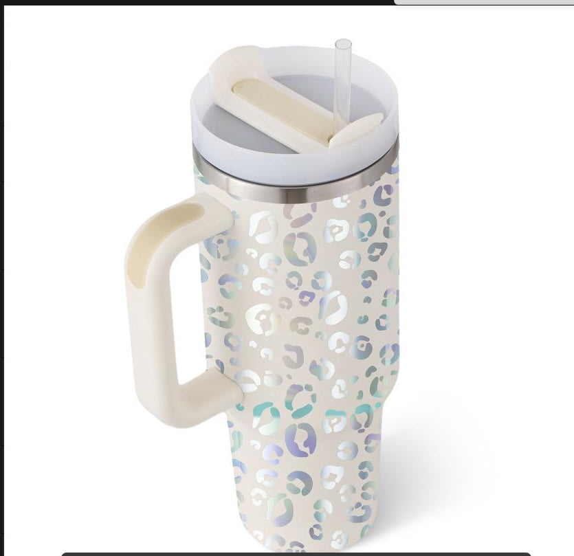 40 Oz Tumbler With Handle & Straw | Insulated Stainless Steel Travel Mug