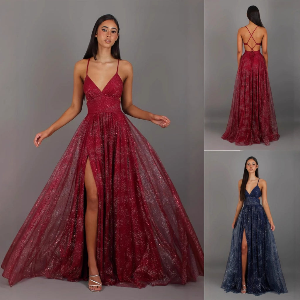Elegant V?Neck Strapless A?Line Midi Dress
