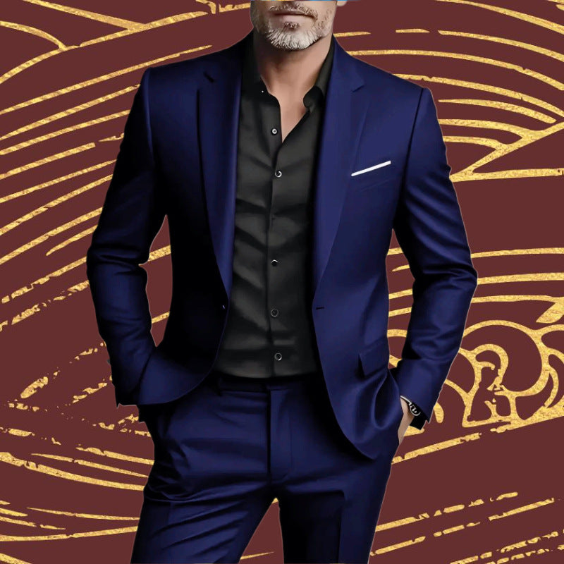 Men's Business-Casual Two-Piece Suit Set | Slim Fit Blazer & Trousers