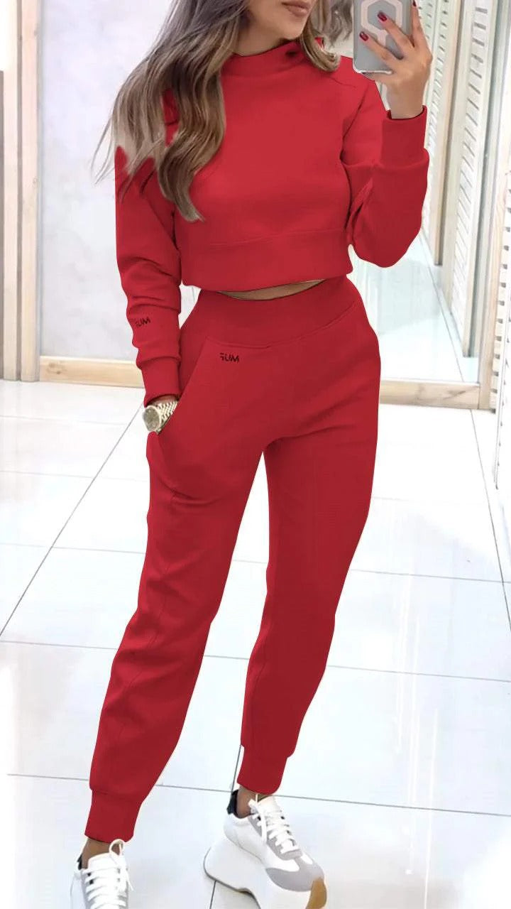Stand Collar Sports Suit | Pullover Top & Slim Trousers