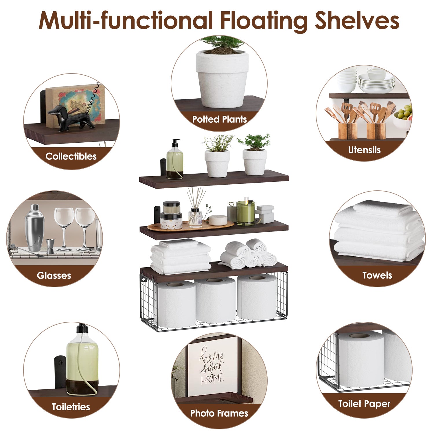 2-In-1 Floating Wall Shelf with Storage Basket
