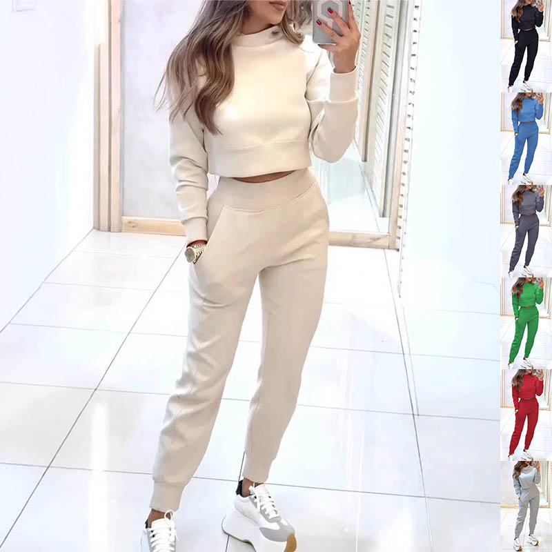 Stand Collar Sports Suit | Pullover Top & Slim Trousers