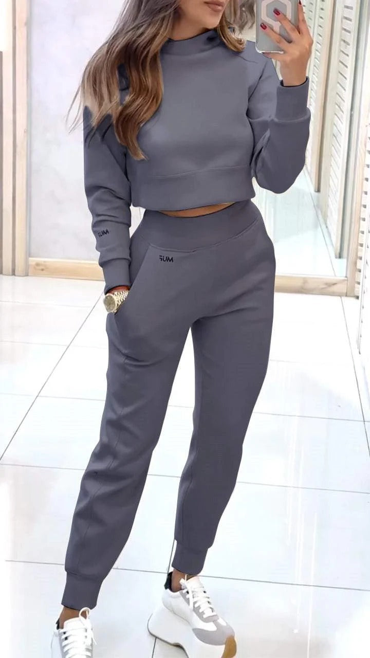 Stand Collar Sports Suit | Pullover Top & Slim Trousers