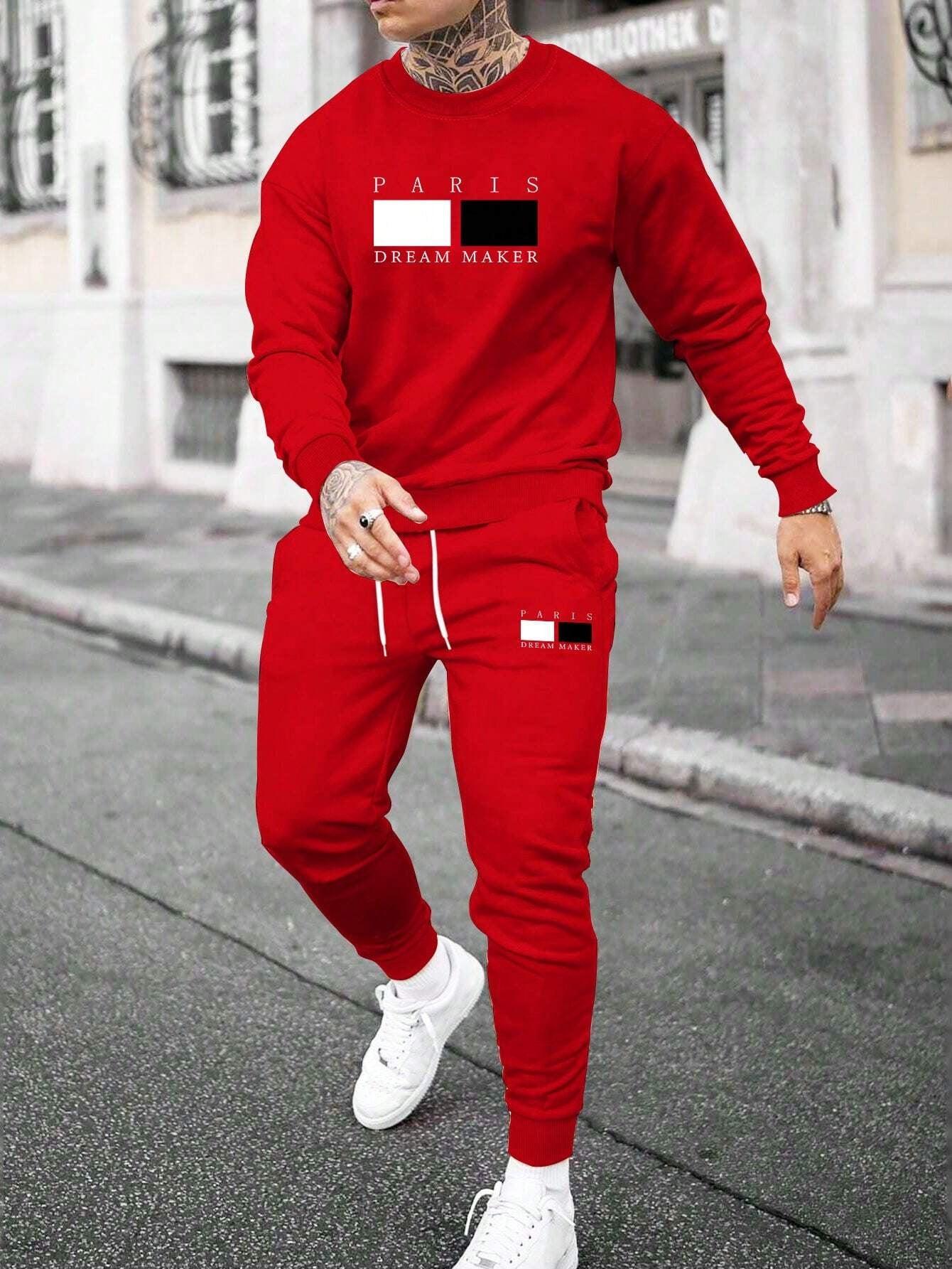 Men's Round Neck Sweater Casual Sports Suit | European Fit