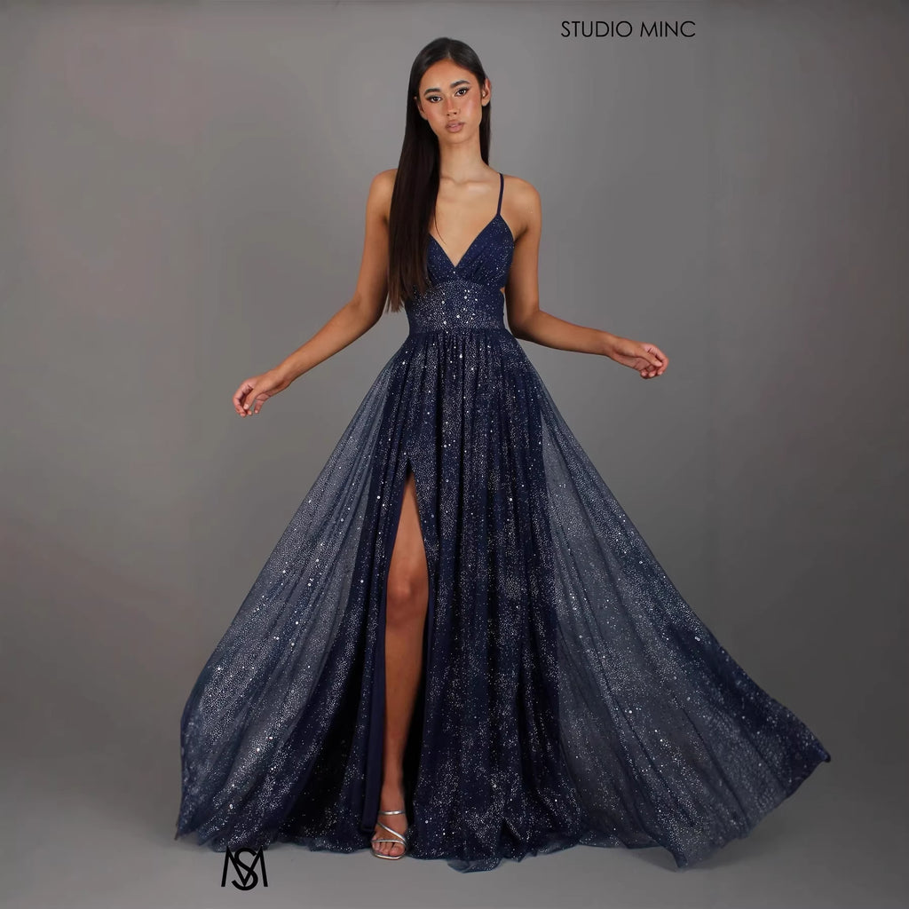 Elegant V?Neck Strapless A?Line Midi Dress