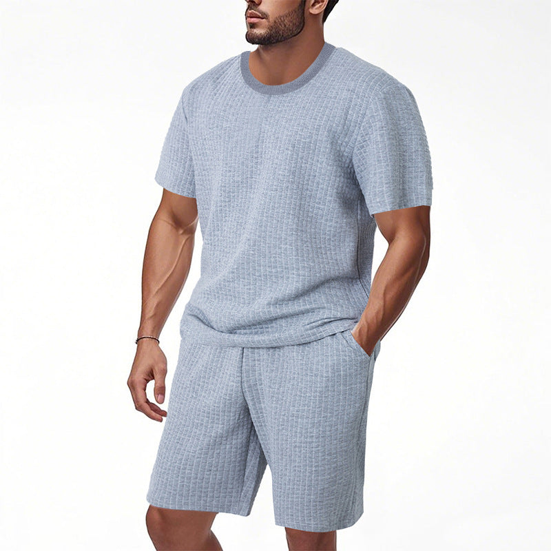 Men's Casual Retro Crew-Neck Short-Sleeve Set | Vintage Summer Outfit