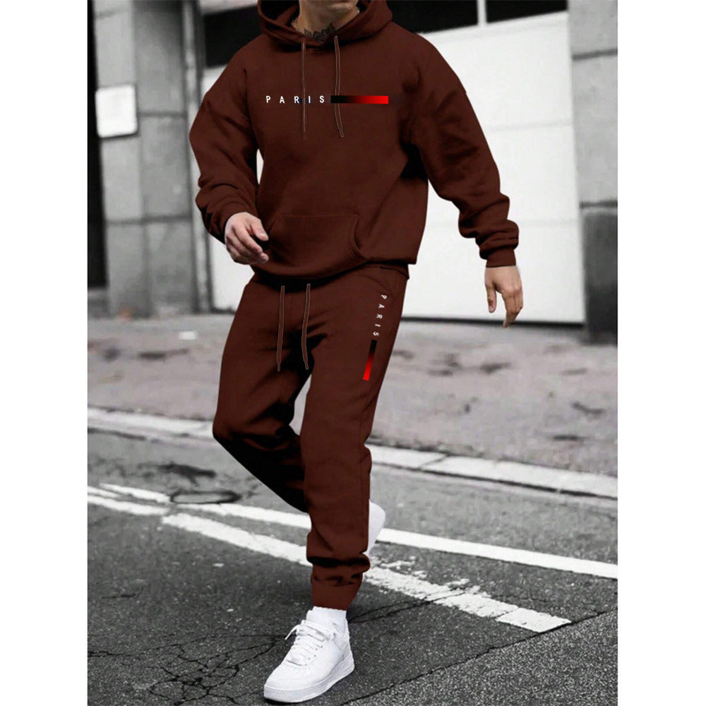 Men's Letter Print Hoodie & Jogger Pants Set | Relaxed Fit Sweatsuit