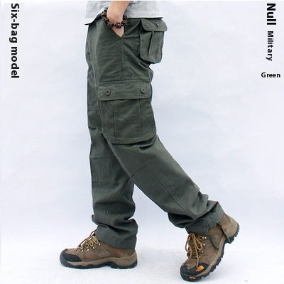 Men's Multi-Pocket Workwear Trousers | Straight-Leg Cargo Pants
