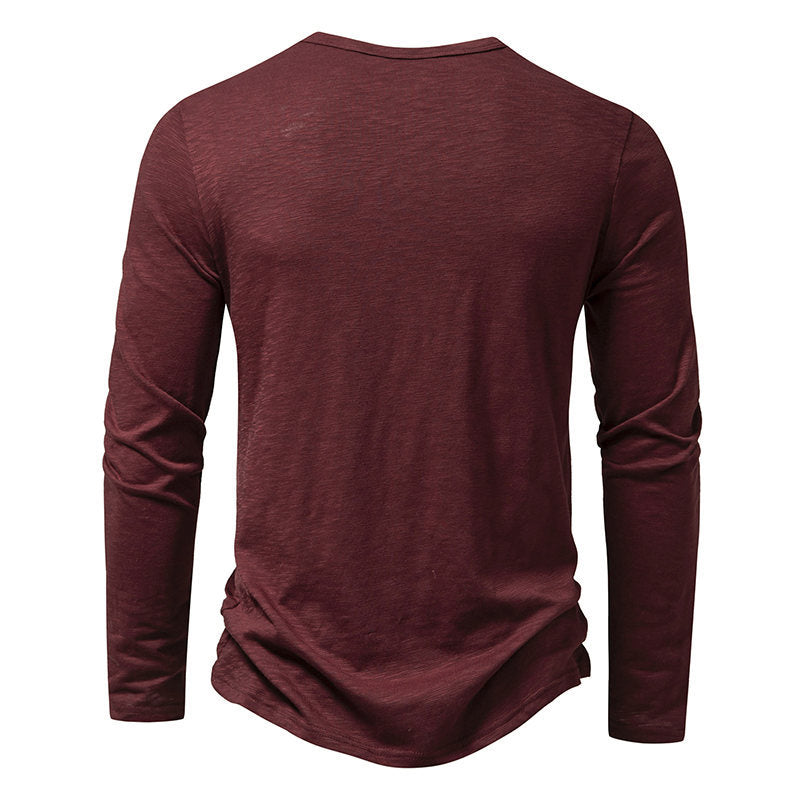 Men’s Long?Sleeve Casual Button Pullover Top