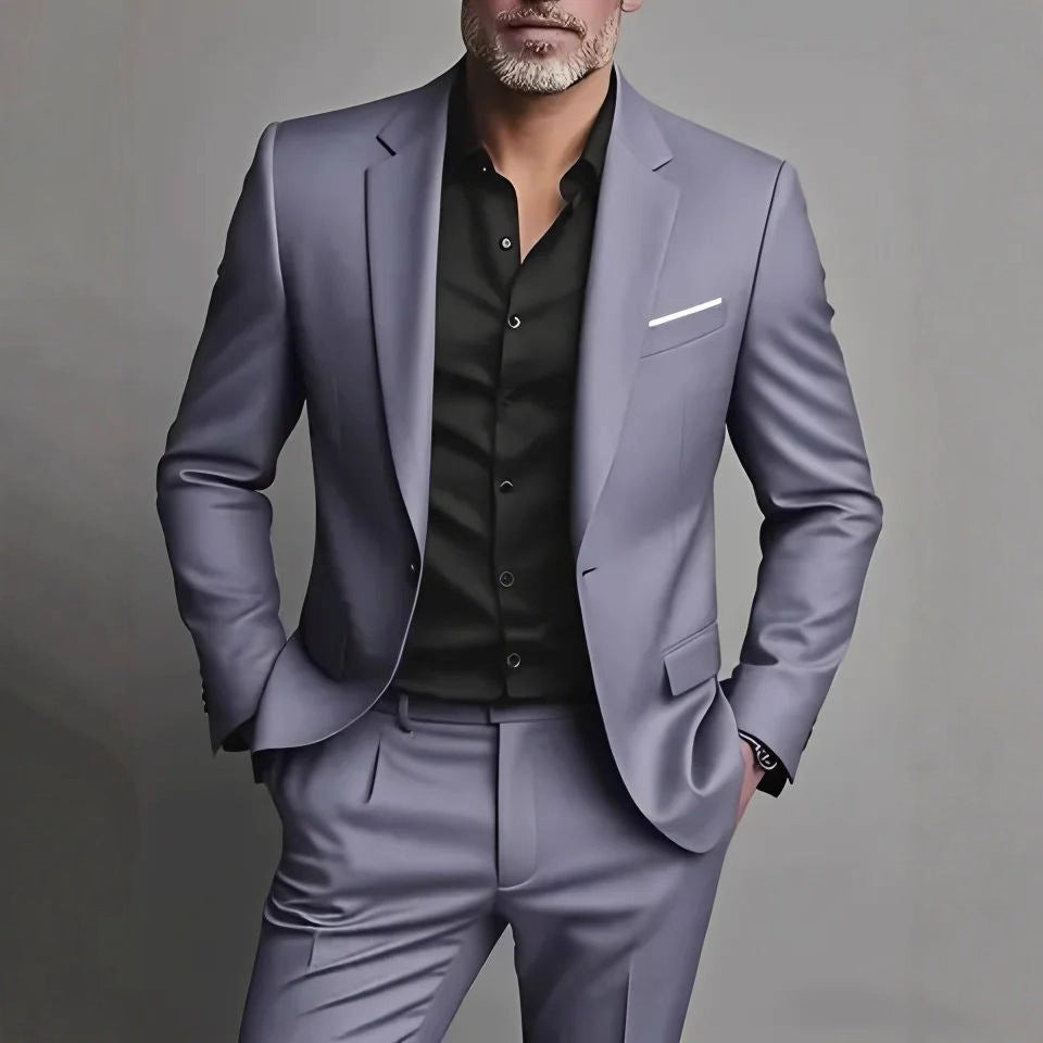 Men's Business-Casual Two-Piece Suit Set | Slim Fit Blazer & Trousers