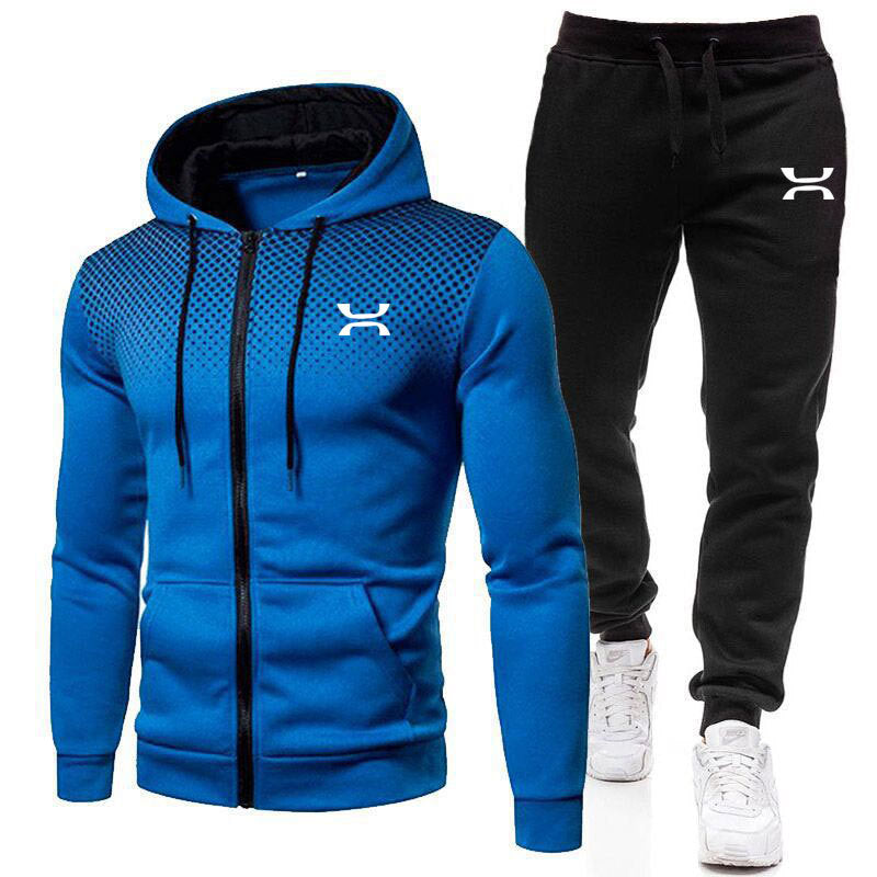 Men's Printed Zip-Up Hoodie & Pants Training Set | Athletic Tracksuit