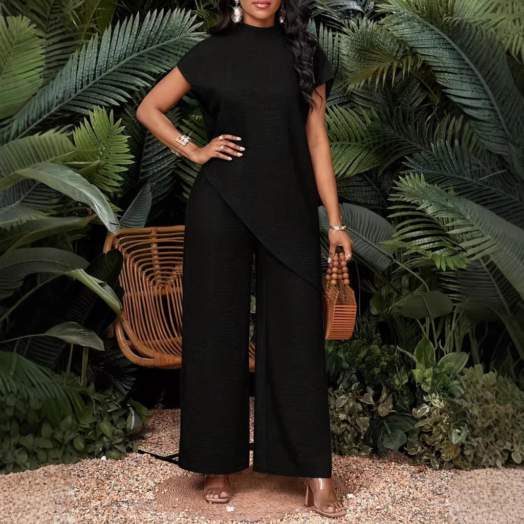 Women's Casual Loose Asymmetrical Top & Pants Set | Relaxed Everyday Two-Piece