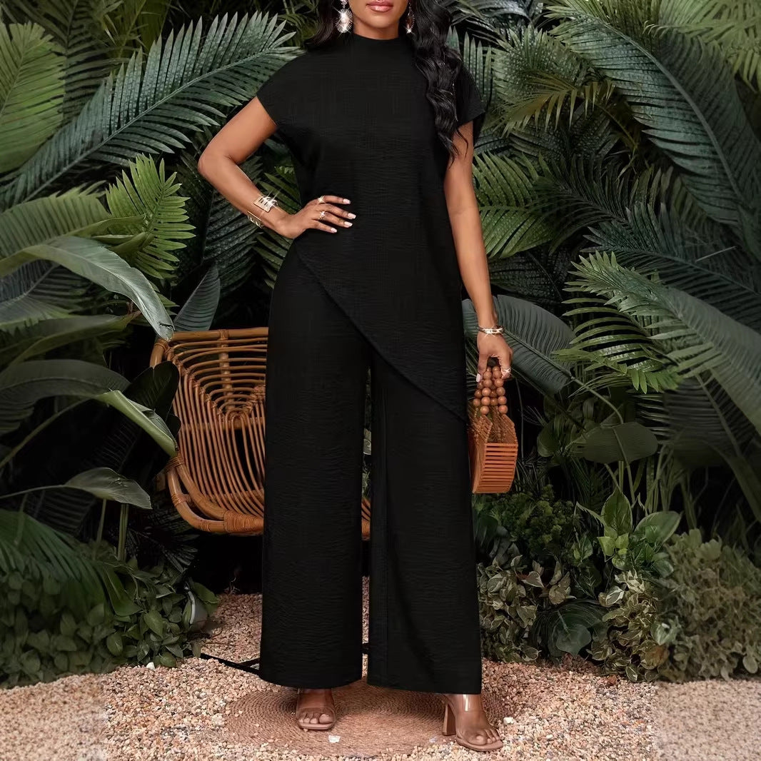 Women's Casual Loose Asymmetrical Top & Pants Set | Relaxed Everyday Two-Piece