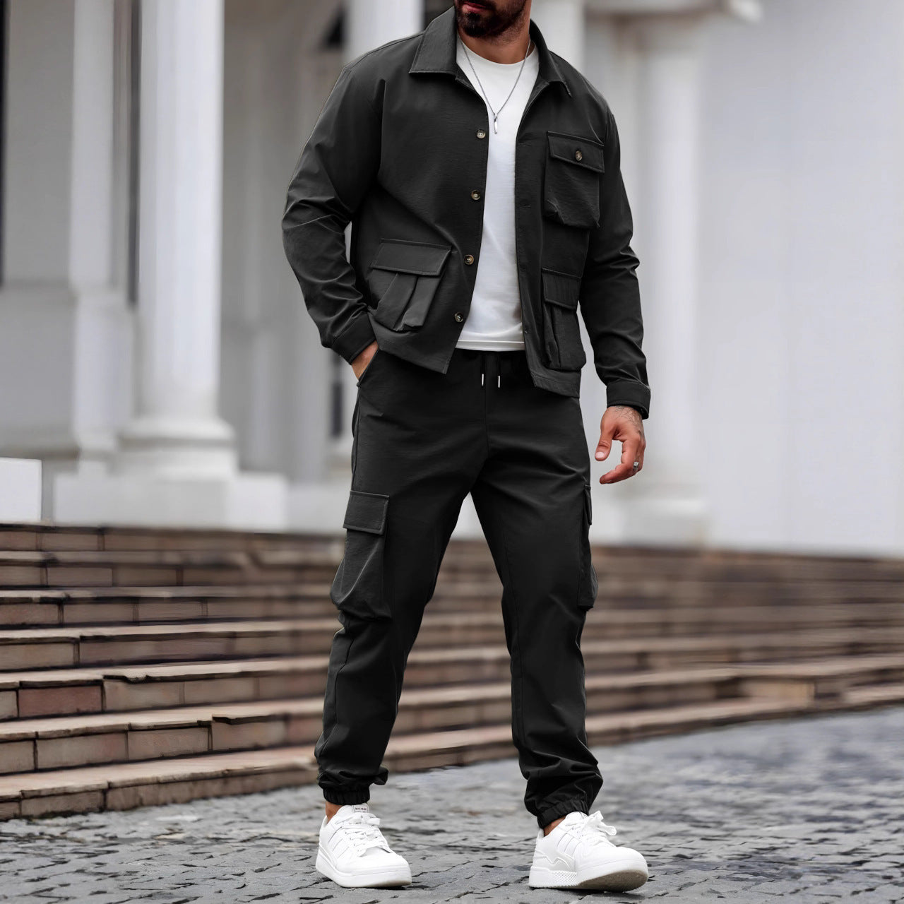 Men's Vintage Overalls Jacket & Multi-Pocket Cargo Trousers | Tough Guy Suit