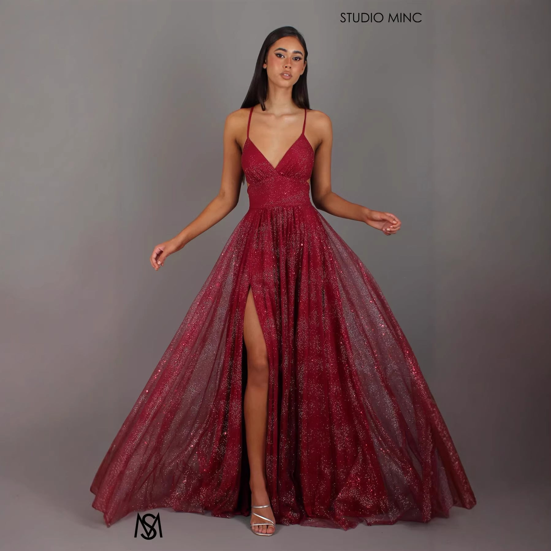 Elegant V?Neck Strapless A?Line Midi Dress