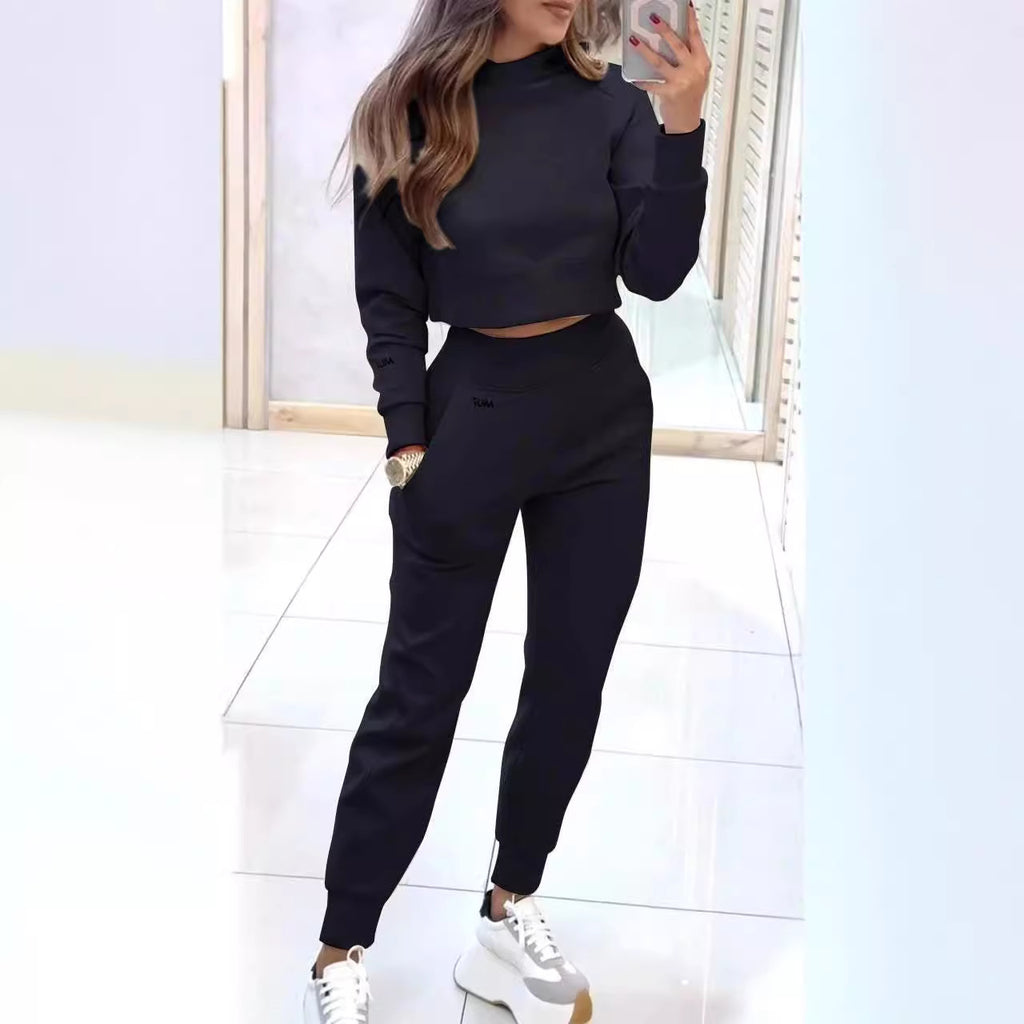 Stand Collar Sports Suit | Pullover Top & Slim Trousers