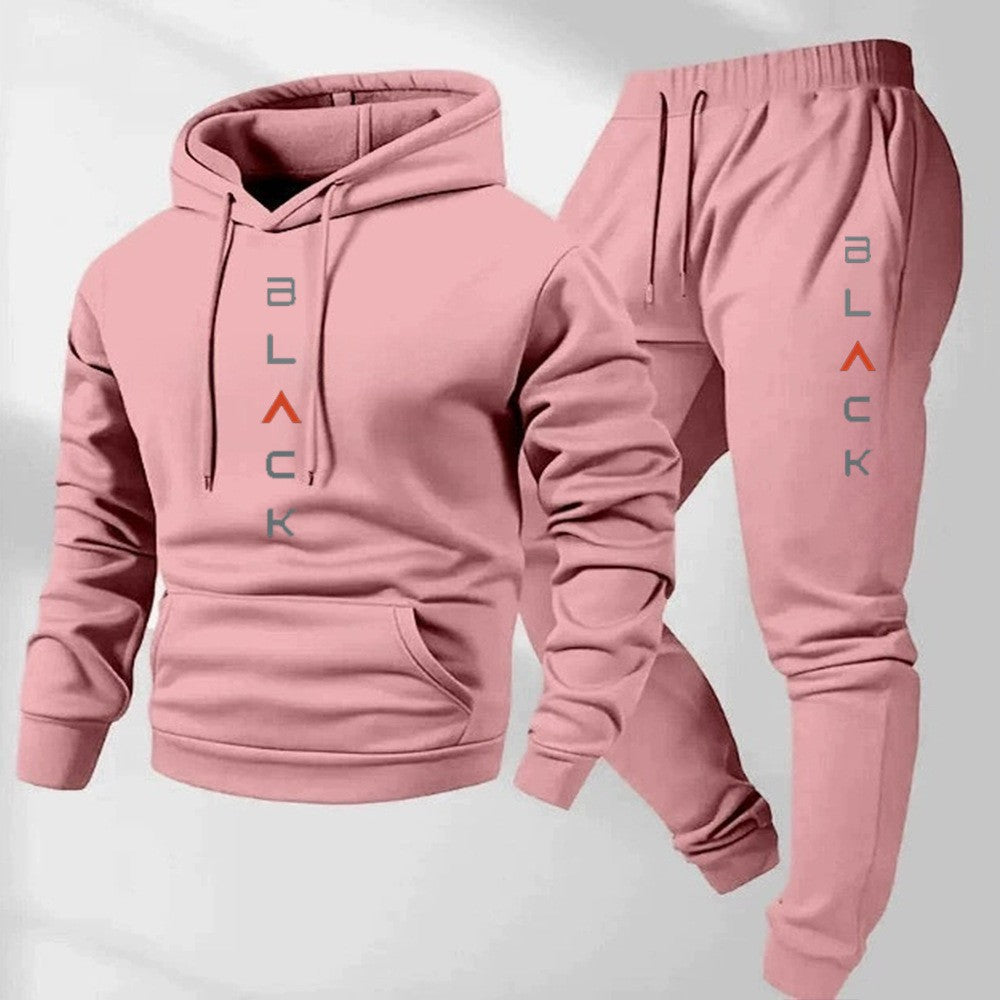 Men's Retro Letter-Print Long-Sleeve Top & Pants Set | Vintage Casual Outfit
