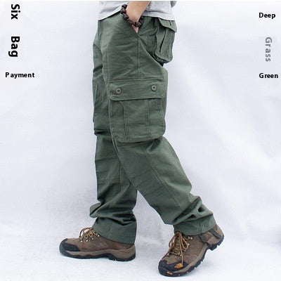 Men's Multi-Pocket Workwear Trousers | Straight-Leg Cargo Pants