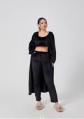 3-Piece Knit Lounge Set | Crop Top, Wide-Leg Pants & Cardigan