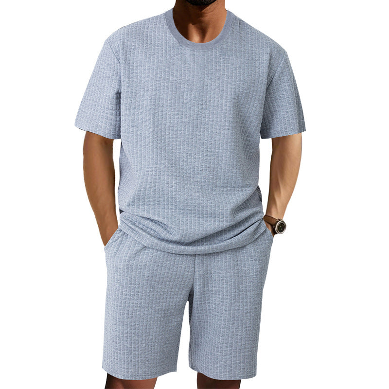 Men's Casual Retro Crew-Neck Short-Sleeve Set | Vintage Summer Outfit