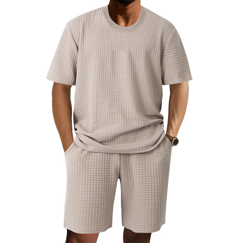 Men's Casual Retro Crew-Neck Short-Sleeve Set | Vintage Summer Outfit