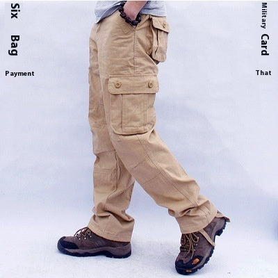 Men's Multi-Pocket Workwear Trousers | Straight-Leg Cargo Pants
