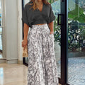 Short Top Casual Commuter Wide Leg Pants Two Piece Set