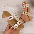 Square-Toe Thick-Sole Slide Sandals | Women's Fashionable Square Buckle Slides