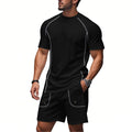 Men's Solid Color Minimalist Short-Sleeve & Shorts Set | Casual Summer Suit