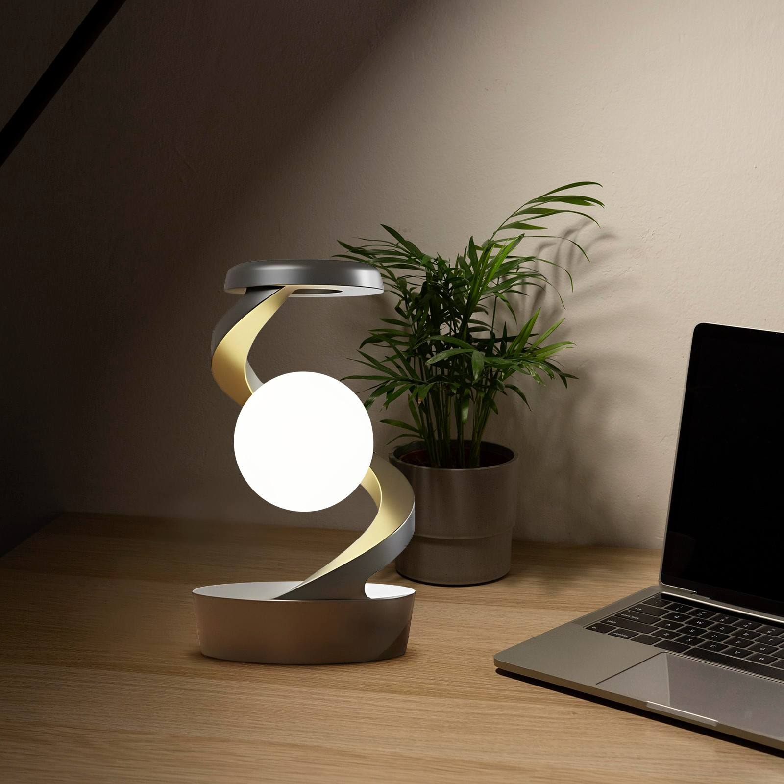 Rotating Moon Desk Lamp | Wireless Charging & Sensor Control Night Light