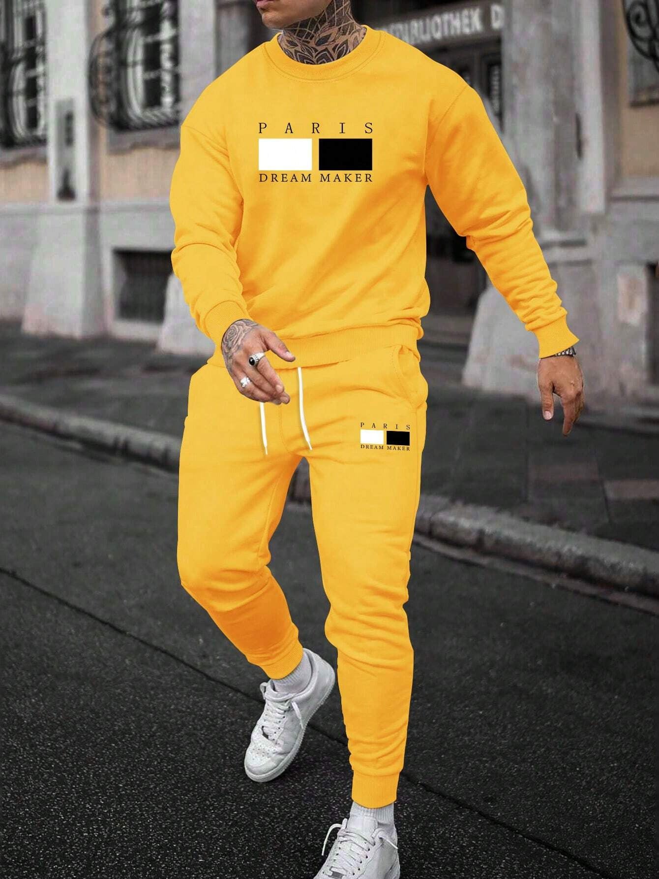Men's Round Neck Sweater Casual Sports Suit | European Fit