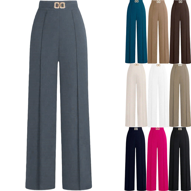 High-Waisted Slimming Drapey Trousers | Women's Versatile Professional Pants