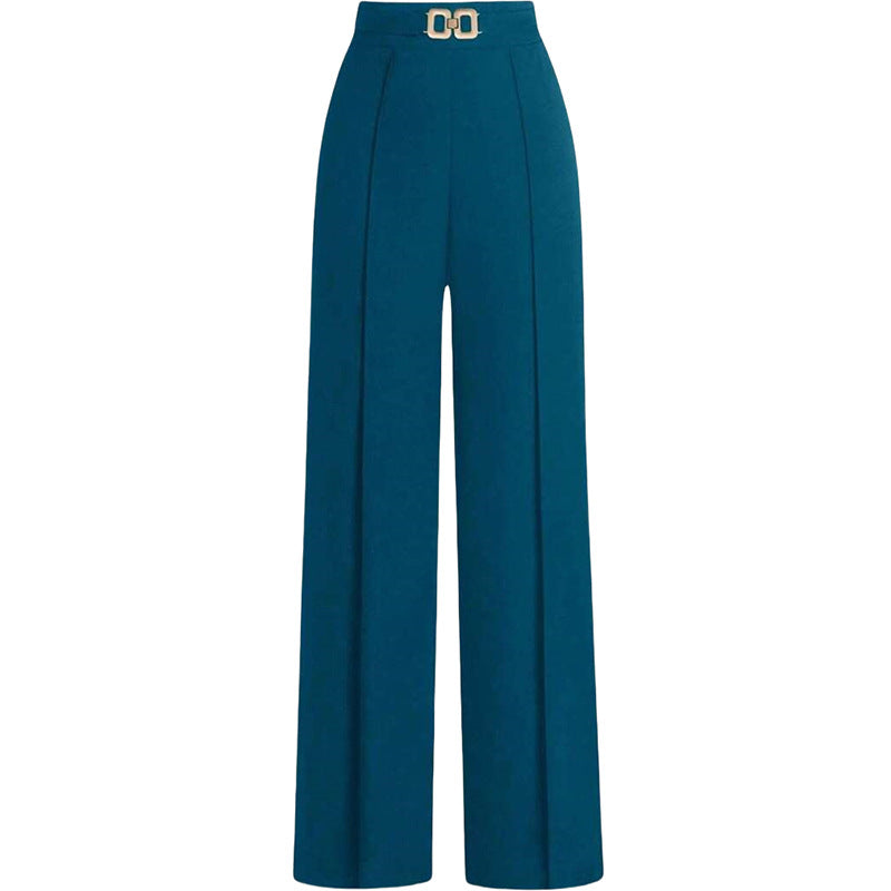 High-Waisted Slimming Drapey Trousers | Women's Versatile Professional Pants