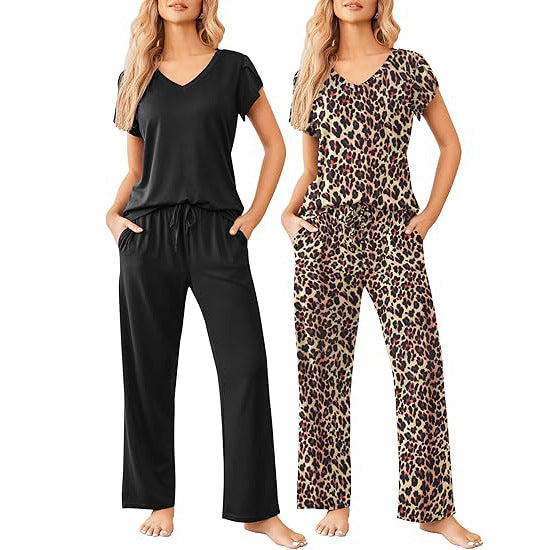 Women's Printed Short-Sleeve Loungewear Set | Breathable Home Wear